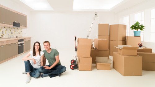 Removal boxes, wrapping, and labels prepared for a move in Richmond