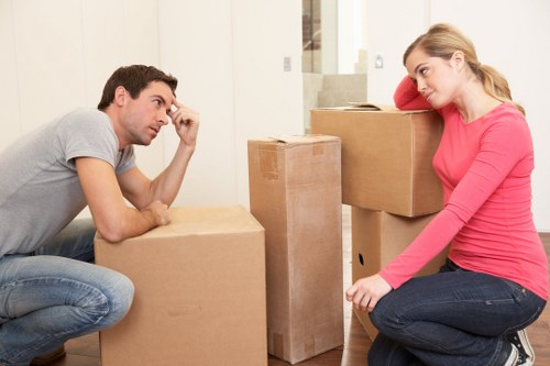 Large moving truck loaded with boxes for a house move