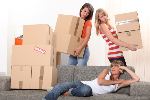 Packed student boxes prepared for removals in Richmonduponthames